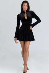 black velvet keyhole mini dress