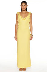 Paolma Yellow Ruffle Formal Maxi Dress