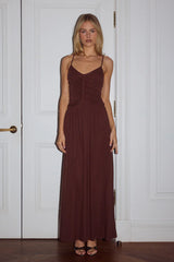 SOL RUCHED MAXI DRESS - ESPRESSO