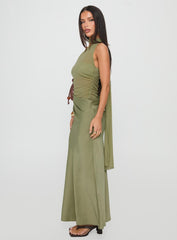 Indiara Halter Mesh Maxi Dress Green