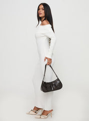 Celestara Long Sleeve Off Shoulder Maxi Dress White