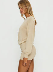 Johannah Off Shoulder Long Sleeve Knit Mini Dress Gold