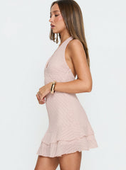 Miravelle Halter Frill Mini Dress Light Pink