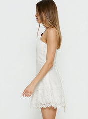 Analiese Strapless Anglaise Mini Dress White