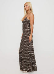 Jorjana Maxi Dress Brown / White Polka Dot