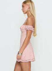 Anabeila Strapless Frill Mini Dress Light Pink