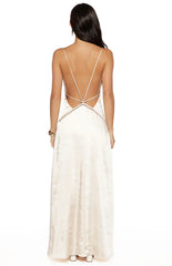 Kaitlynn Cream Satin Maxi Dress