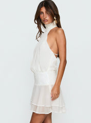 Zenayda Drop Waist Sequin Mini Dress White