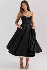black tulle midi dress