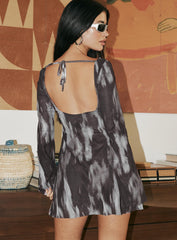 Lukea Long Sleeve Mini Dress Brown Print