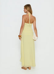 Roxine Asymmetrical Halter Maxi Dress Yellow