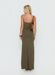 Erita Strapless Maxi Dress Kahki