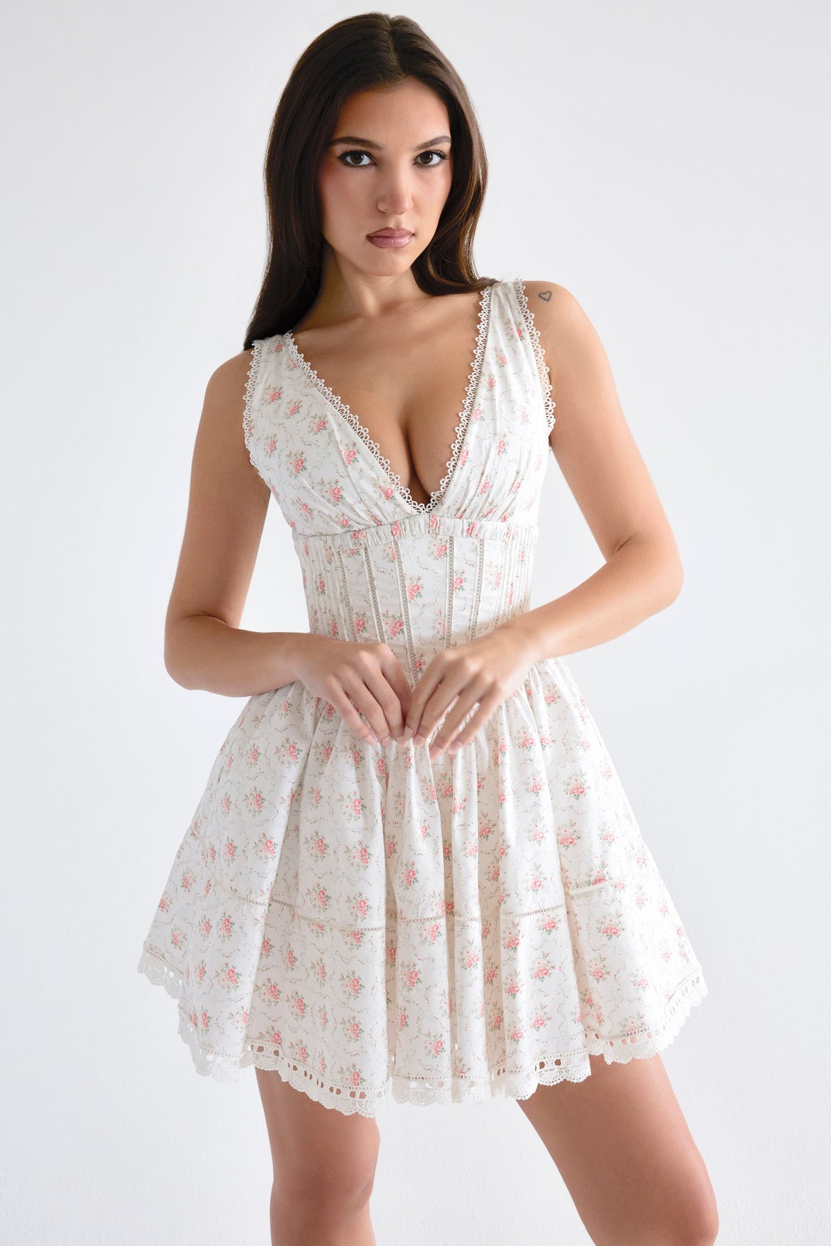 rose print mini dress