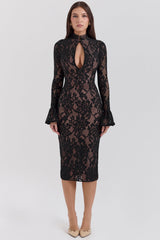 black lace midi dress
