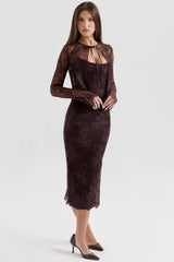 bitter chocolate lace corset midi dress & bolero