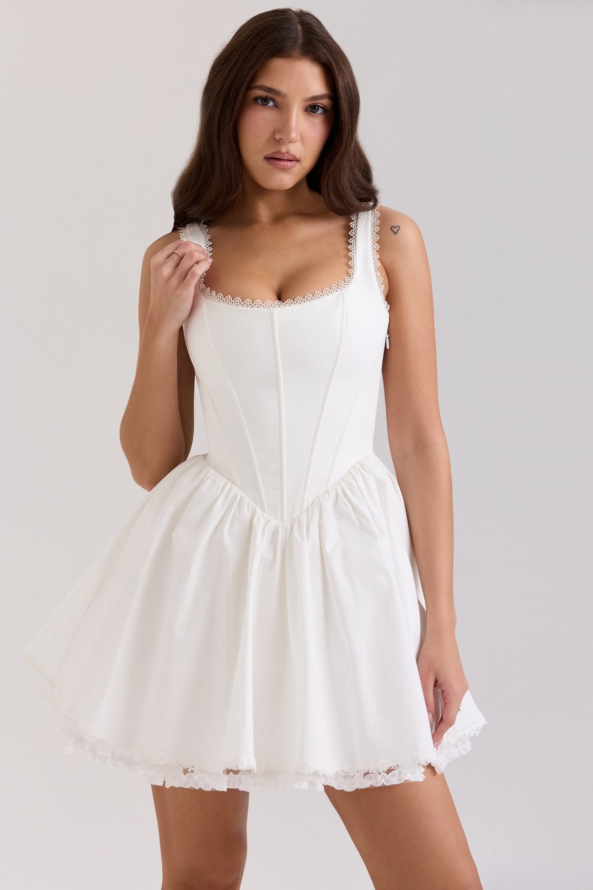 white stretch cotton mini dress