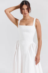 white cotton midi sundress