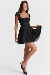 black a-line mini dress
