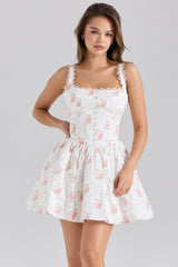 rose print stretch cotton mini dress