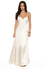 Kaitlynn Cream Satin Maxi Dress