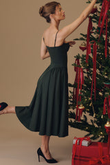 emerald green corset midi dress