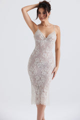 antique ivory lace midi dress