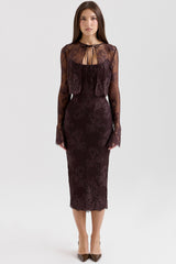 bitter chocolate lace corset midi dress & bolero