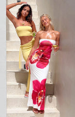 Arizona White Orchid Print Maxi Dress