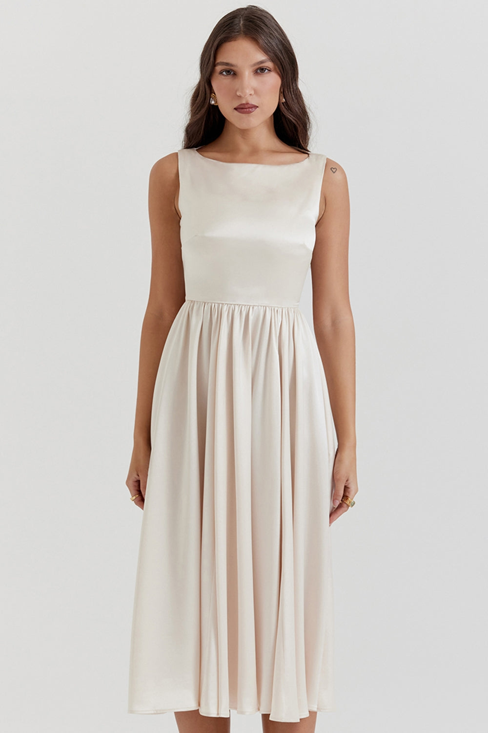 vintage cream midi dress