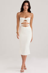 ivory satin cutout corset dress