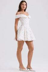 white posy print corset mini dress