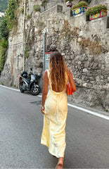 Carnation Yellow Satin Maxi Dress