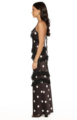 Inara Black Polka Dot Ruffle Maxi Dress