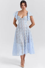bluebell floral lace midi dress
