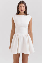 white open back mini dress