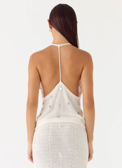 Adelaida Beaded Crochet Top - Ivory