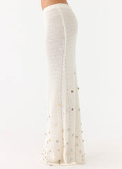 Adelaida Beaded Crochet Maxi Skirt - Ivory
