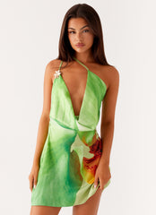 Aiva Mini Dress - Green Floral