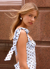 Akil Corset Maxi Dress - Blue Mocha Dot