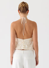 Amelita Sequin Top - Ivory