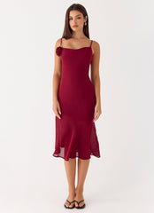 Anne Midi Dress - Deep Red