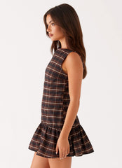 Arizona Mini Dress - Brown Black Check