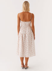 Arla Midi Dress - Red Ditsy Floral