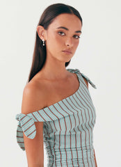 Amazonia Linen Mini Dress - Coastal Stripe