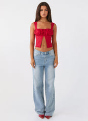 A Poet's Notes Linen Top - Red