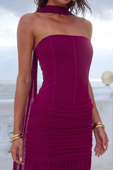 LILLIE CORSET MAXI DRESS - PLUM