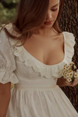 white broderie anglaise regency babydoll mini dress