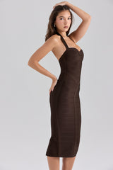 chocolat halter midi bandage dress