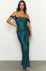 Ella Teal Off Shoulder Formal Maxi Dress
