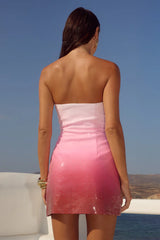 IBIZA STRAPLESS SEQUIN MINI DRESS - STRAWBERRY SHORTCAKE OMBRE
